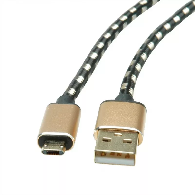 ROLINE 11.02.8820 USB kabelis 1,8 m USB 2.0 USB C Micro-USB B Melns - Zelts (11.02.8820)