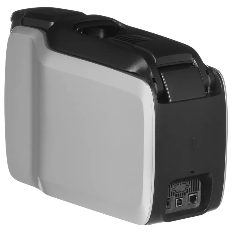 Plastikartes printeris Zebra ZC300 — Krāsu sublimācija/Termiskā pārnese, 300x300 DPI, LCD, 100 lapu padevējs, Ethernet, Sudraba/Melns