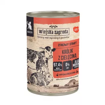 WIEJSKA ZAGRODA Trusis ar teļa gaļu kaķēniem - mitrā kaķu barība - 400g