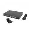 Nepārvaldāms slēdzis LANBERG RSFE-16P-2C-150 — 18 portu Gigabit, 16 PoE+/2 SFP, 150 W kopā, 1U statīvs, metāls, melns