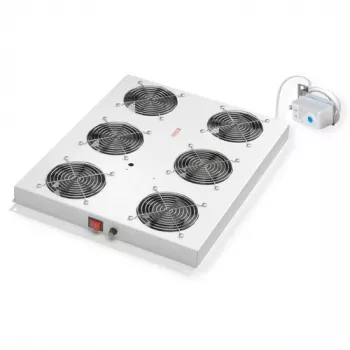 ROLINE 19 collu jumta montāžas ventilatoru bloks ar 6 ventilatoriem un termostatu, tērauda korpuss, pelēks