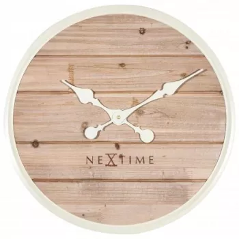 NeXtime klok 3134wi Plank, Ø50 cm, siena, balts