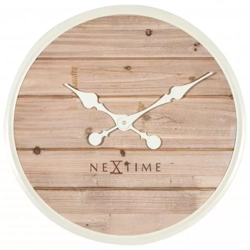 NeXtime klok 3134wi Plank, Ø50 cm, siena, balts