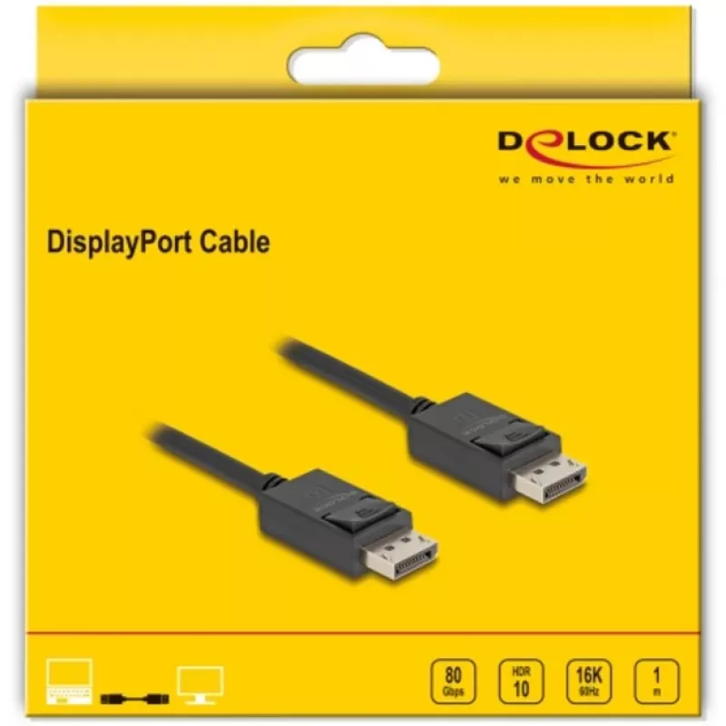 DisplayPort kabelis DeLOCK 81174 1 m melns DisplayPort–DisplayPort