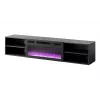 TV skapītis Cama Meble POLO 180x33x39 cm ar elektrisko kamīnu 1400–1600 W, melns, 2 plaukti, lamināts