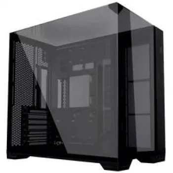 Lian Li O11 Vision Compact PC korpusa komplekts + 3x UNI FAN SL-INF 120 Reverse Blade ventilaators - melns