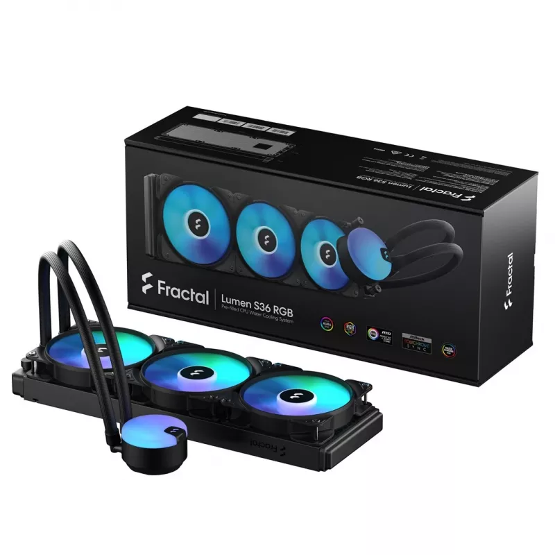 Fractal Design Lumen S36 v2 RGB procesora šķidruma dzesētājs 12 cm melns 1 gab.