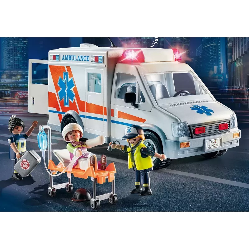 Rotaļlietu ātrās palīdzības automašīna PLAYMOBIL 71232 — daudzkrāsaina, vecumam no 4 līdz 10 gadiem, AAA baterija