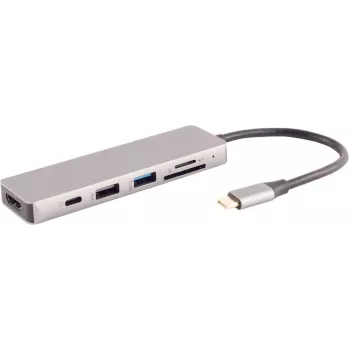 Klēpjdatora dokstacija S/CONN 14-05027 vadu USB 3.2 Gen 1 Type-C pelēka