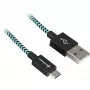 USB 2.0 kabelis, USB-A spraudnis > Micro-USB spraudnis (melns/gaiši zils, 1 metrs, aizsargapvalkā)