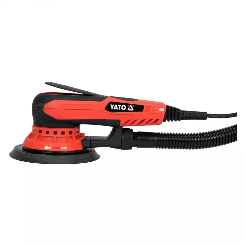 Ekscentriskais slīpētājs YATO YT-82206 — 350 W, 150 mm disks, 5 mm ekscentricitāte, 4 000–10 000 apgr./min, 3 m kabelis