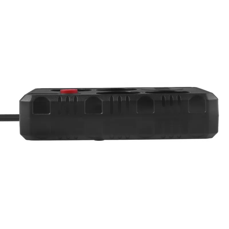 Strāvas sadalītājs MACLEAN MCE392 B — 4 kontaktligzdas, 3×USB, 110–240V, 2,1A, 2500W, 1,5 m kabelis, melns