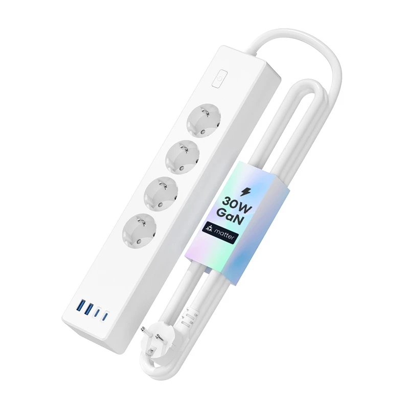 Strāvas sadalītājs Meross MSP844 — 4 maiņstrāvas rozetes, 2 USB‑A, 2 USB‑C