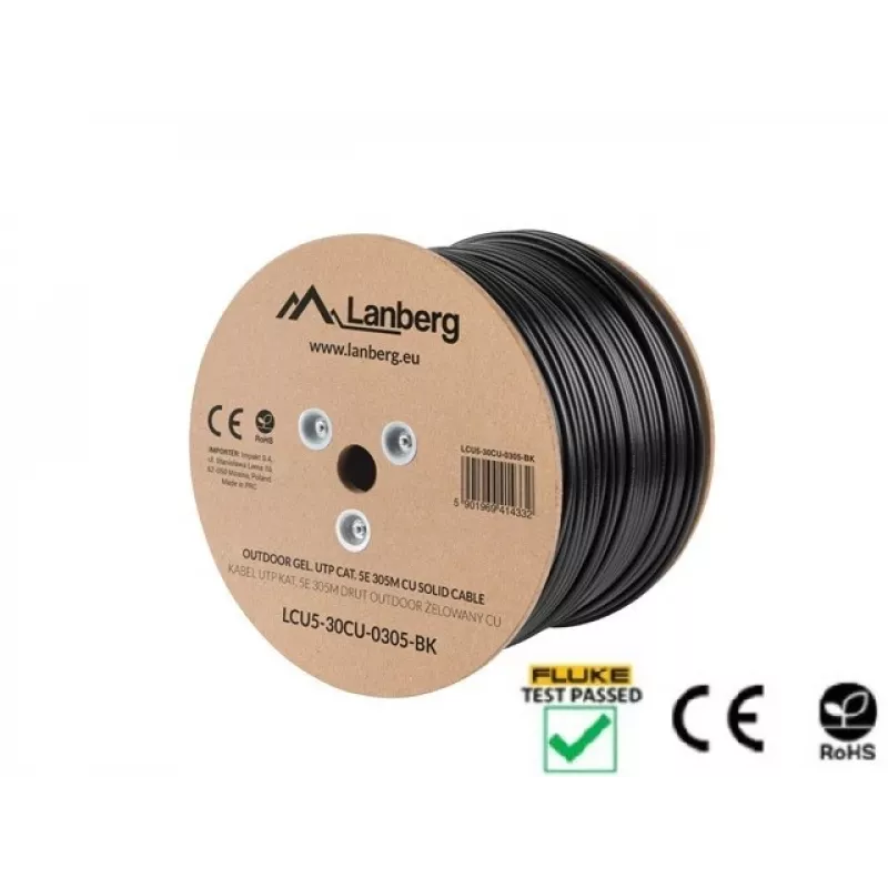 Lanberg LCU5-30CU-0305-BK tīkla kabelis 305 m Cat5e U/UTP (UTP) melns (LCU5-30CU-0305-BK)