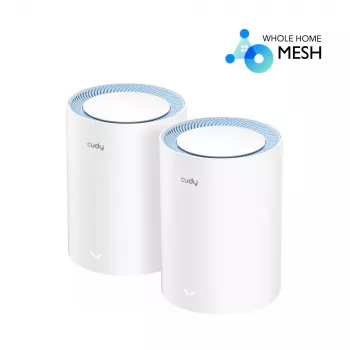 Tīkla sieta sistēma Cudy M1200 2-pack — divjoslu Wi‑Fi 5 (300/867 Mb/s), 2 vienības, 1 LAN ports, atbalsta 100 ierīces