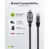 Ethernet kabelis USB-C 3.2 Gen2 spraudnis > RJ-45 spraudnis (melns/sudraba, 5 metri, pīts tekstila apvalks)