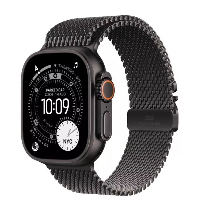 Viedpulkstenis Apple Watch Ultra 3 GPS + Cellular 49mm Melns Titāna Korpuss ar Melnu Titāna Milānas Cilpu Vidējs
