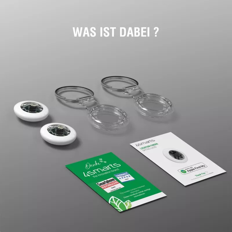 Atrašanās vietas meklētājs 4smarts SkyTag Lucid 2-pack — Bluetooth GPS izsekotājs, balts
