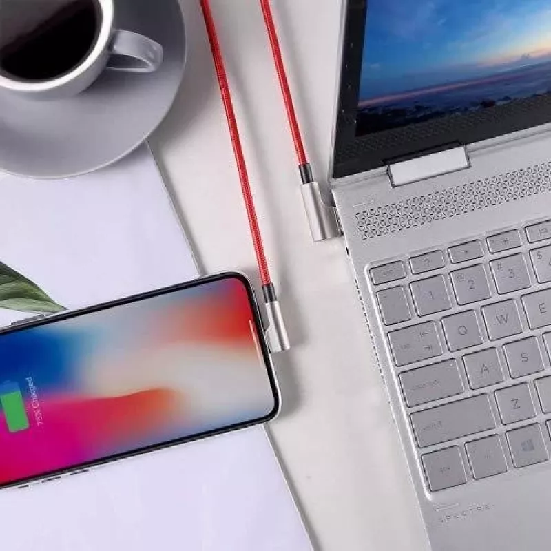 USB–Lightning kabelis Aukey CB-AL01 sarkans — neilona pinums, Lightning savienotājs Apple ierīcēm