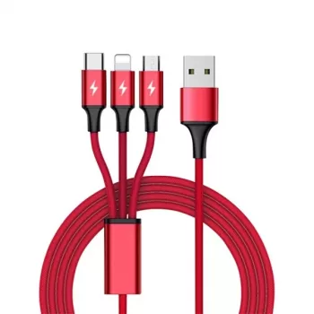 UNITEK C4049RD USB kabelis 1,2 m USB A USB C/Micro-USB B/Lightning Sarkans