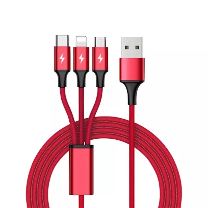 UNITEK C4049RD USB kabelis 1,2 m USB A USB C/Micro-USB B/Lightning Sarkans