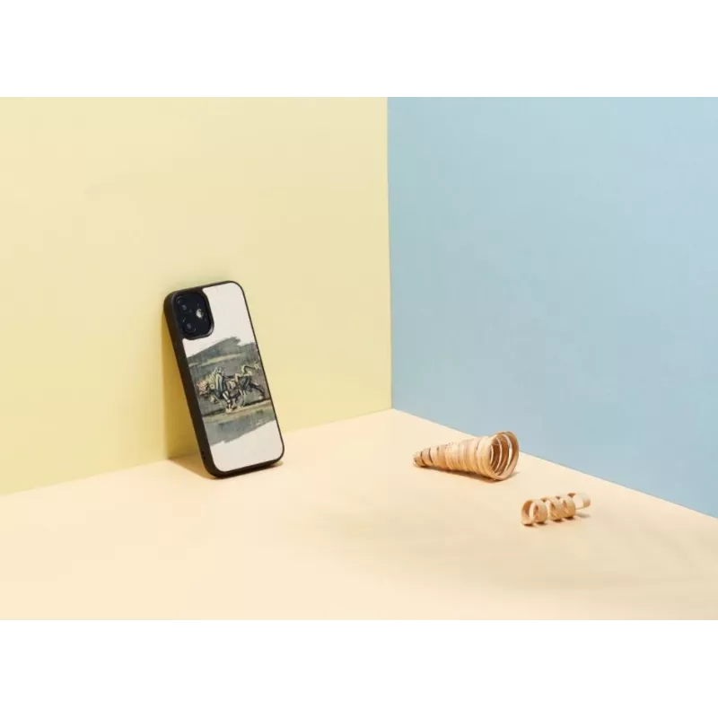Telefona maciņš Man and Wood iPhone 12 mini — balta vērša dizains