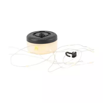 LED virtenes lukturis RealPower 492880, silta balta gaisma, darbināms ar baterijām, 8 m, melns