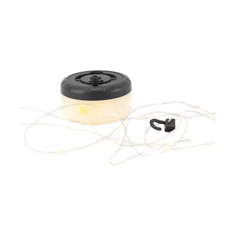 LED virtenes lukturis RealPower 492880, silta balta gaisma, darbināms ar baterijām, 8 m, melns