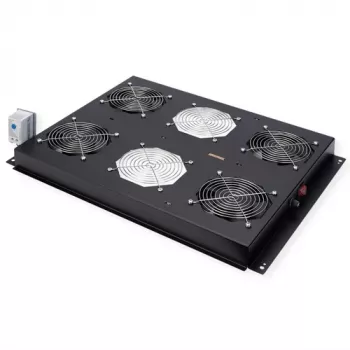 Dzesēšanas ventilators ROLINE 19 collu jumta montāžas iekārta ar 4 ventilatoriem un termostatu, melna
