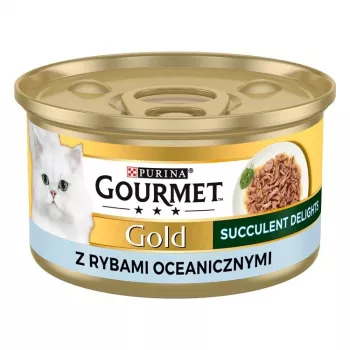 PURINA Gourmet Gold Succulent Delights okeāna zivs — mitrā kaķu barība — 85g