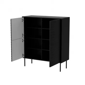 Kumode cama meble CORTINA 102x40x118 cm, melna, skaidu plātņu korpuss, 16 mm, durvis 18 mm