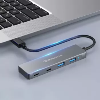 GRAUGEAR G-HUB2A2C-AC interfeisa centrmezgls USB 3.2 Gen 1 (3.1 Gen 1) Type-A + Type-C 5000 Mbit/s Sudrabs