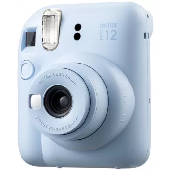Instant kamera Fujifilm Instax Mini 12 zila — 86 x 54 mm izdrukas, 60 mm fokusa attālums, elektroniskais aizvars