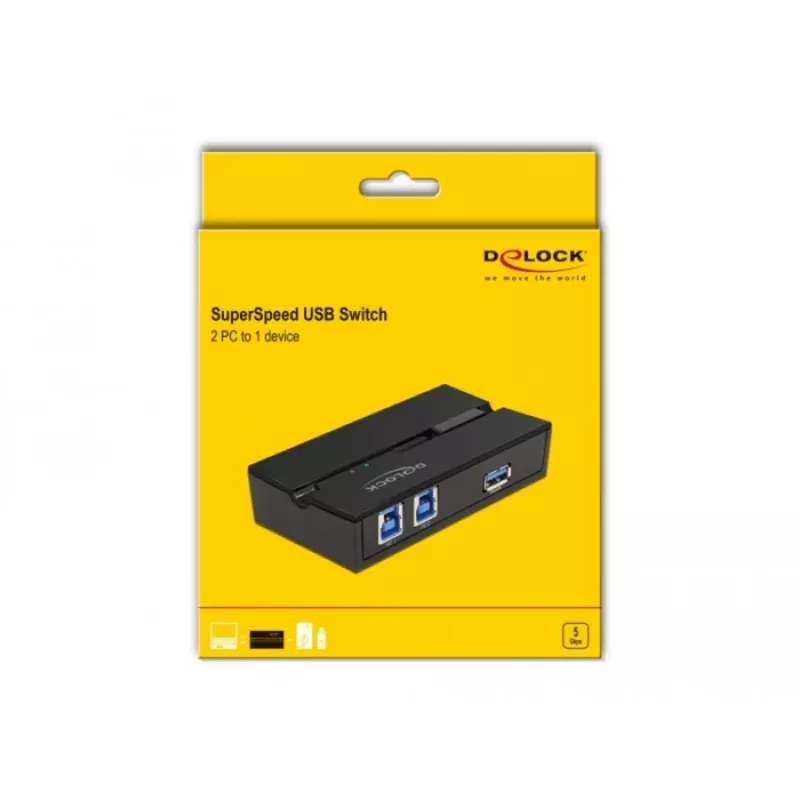 DeLOCK 11495 datora datu pārslēdzējs 5 Gbit/s, melns, plastmasa