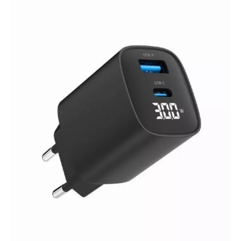 Mobilās ierīces lādētājs Gembird TA-UC-PDQC30LCD-BK-01 Ātrā uzlāde Melns