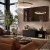 TV skapis cama meble LIVERTI 150x42x48 cm, melna skaidu plātnes virsma, melns rāmis
