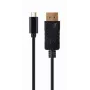 USB grafikas adapteris Gembird A-CM-DPM-01 ar USB-C, atbalsta līdz 3840×2160, USB 2.0 / 3.2 Gen 2, melns, 2 m kabelis