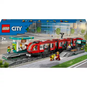LEGO City pilsētas tramvaja un stacijas lomu spēles būvēšanas komplekts bērniem ar rotaļu tramvaju, dāvana zēniem un meitenēm no 7 gadu vecuma, kuriem patīk transportlīdzekļi