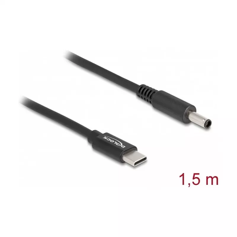 DeLOCK klēpjdatora uzlādes kabelis USB Type-C vīrišķais uz Dell 4.5 x 3.0 mm vīrišķais 1,5 m 20 V