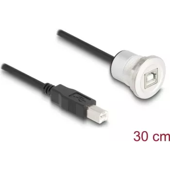 DeLOCK 88182 USB kabelis USB 2.0 0,3 m USB B melns sudrabains
