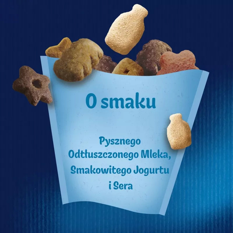 Kaķu kārums Felix Party Mix Dairy Delight 60 g — kraukšķīgi, piena garšas našķi pieaugušiem kaķiem, olbaltumvielas 35% tauki 19,5%