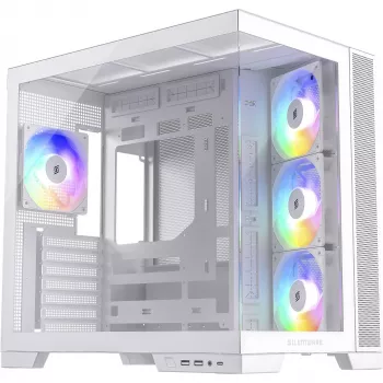 PC korpuss Silentware View A-RGB balta VIEWbalta — mid-tower ar A-RGB apgaismojumu, balta apdare