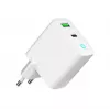Tīkla barošanas bloks 220V GEMBIRD, universāls, 1 x USB Type-C PD 20W, 1 x USB-A 3.0 QC 18W, LED indikators, balts
