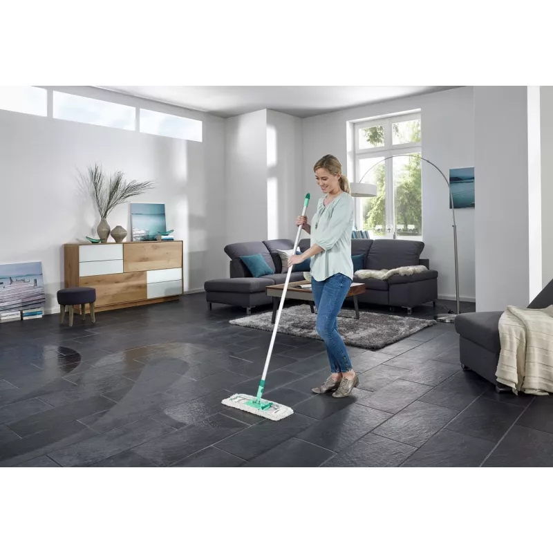 Plakanais mops Leifheit Profi XL cotton plus — 420 mm platums, 360° rotējoša galva, kokvilna/šķiedra, alumīnija rokturis