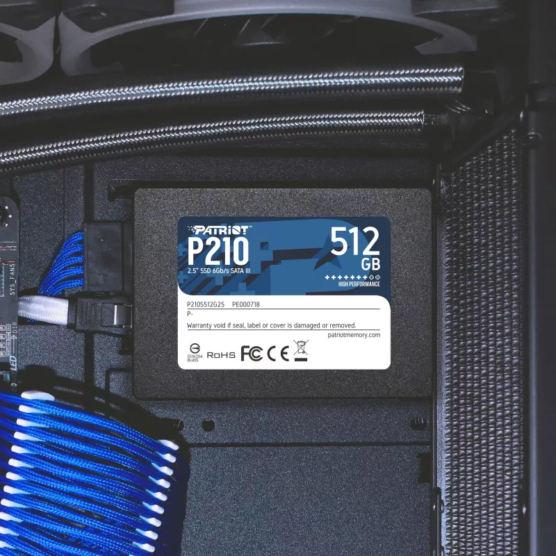 2,5 collu SATA III SSD PATRIOT P210 512 GB — 500 MB/s lasīšana, 400 MB/s rakstīšana