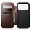 Mobilā tālruņa vāciņš Nomad Modern Leather Folio iPhone 17 Pro, āda/alumīnijs, 16 cm (6,3 collas) brūns, 4 karšu kabatas