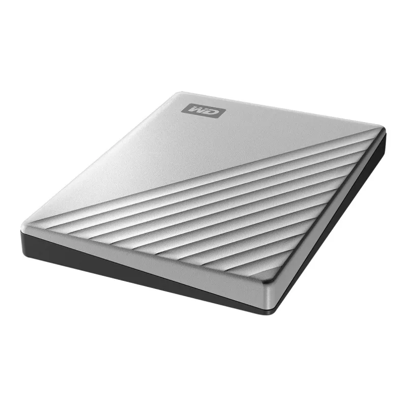 WD My Passport Ultra for Mac WDBKYJ0020BSL - Cietais disks - šifrēts - 2 TB - ārējais (pārnēsājams) - USB 3.0 (USB-C savienotājs) - 256 bitu AES - Sudraba