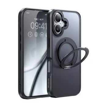 Aizsargmaciņš Mcdodo PC-4930 MagSafe iPhone 16 ar integrētu statīvu, melns