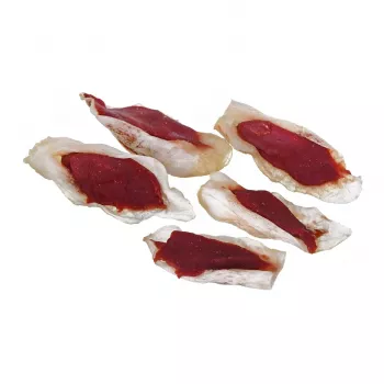 Suņu našķi PETITTO truša auss pildīta ar pīli 500 g — vienas sastāvdaļas hipoalerģiska košļājamā uzkoda