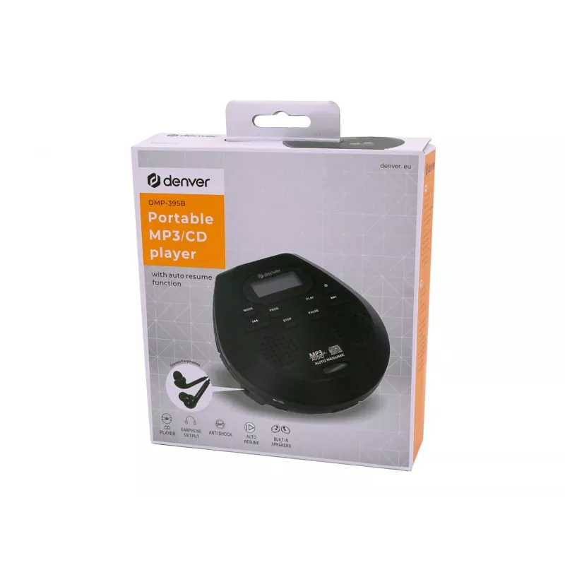 Portable CD player Denver DMP-395B Melns MP3 playback LCD display